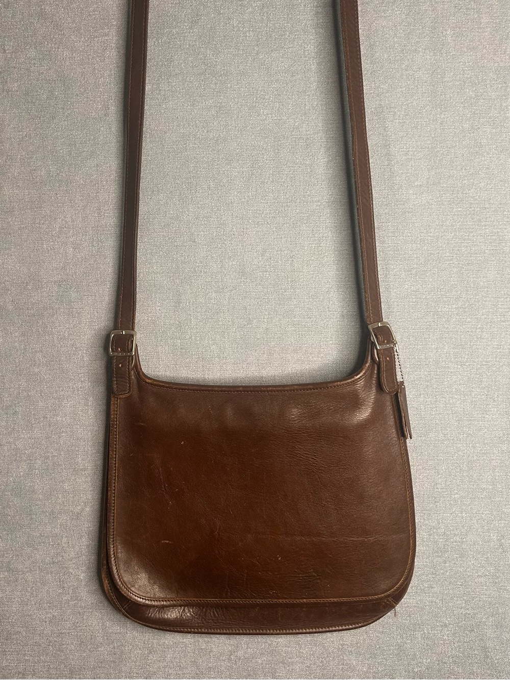 Vintage COACH 9134 Slim Hippie Flap Shoulder Bag Crossbody Dark Brown Leather